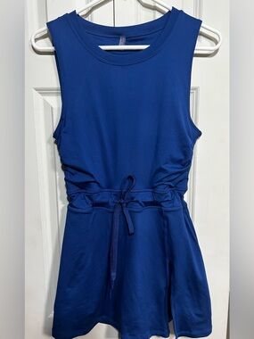 FP Movement Blue Drawstring Waist casual romper with open back & Pockets